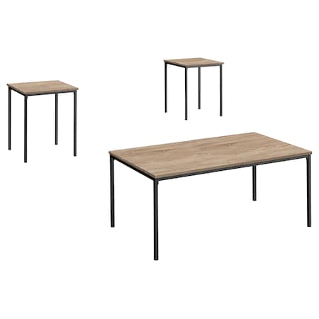 Monarch Specialties Table Set, 3pcs Set, Coffee, End, Black Metal, Dark Taupe Laminate, Contemporary, Modern I 7895P